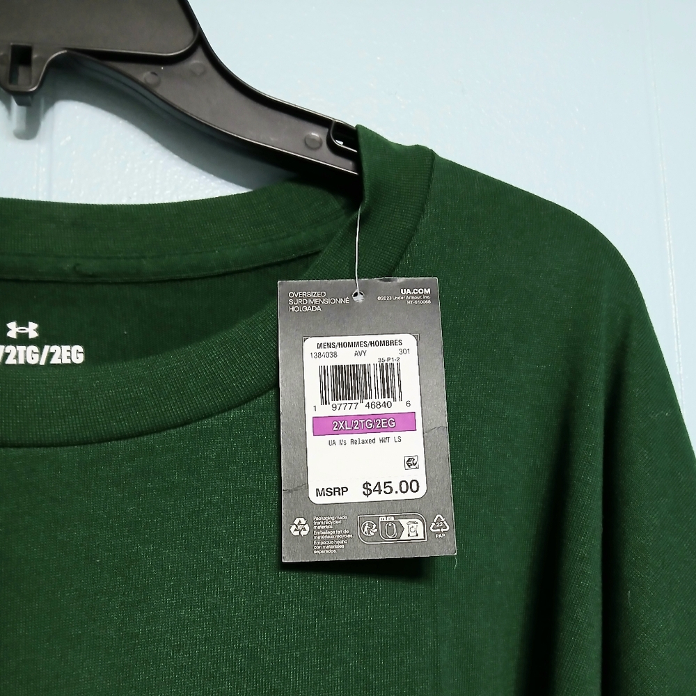UNDER ARMOUR Men's 2XL Shirt Long Sleeve RELAXED FIT Green BRAND-NEW w/tags